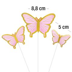 Metuljčki (roza ​​in zlati, 10 kom) Topperji za torto