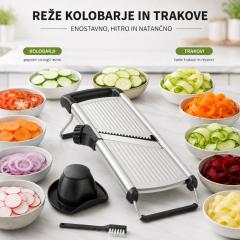 Rezalnik za zelenjavo: za rezine in rezance (nastavljiv do 9 mm)