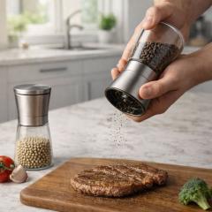 Ročni mlinček za sol in poper – steklen komplet 2 kosov z natančnim mletjem
