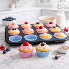Teflonski pekač za mafine + 12 silikonskih modelčkov
