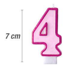 Svečka številka, Roza 7cm, št.4