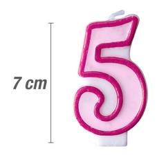 Svečka številka, Roza (7cm) št.5
