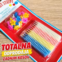 24 raznobarvnih svečk s podstavki (-60%)