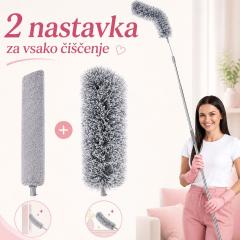Teleskopska krtača z 2 nastavkoma za prah, pajčevine in težko dostopna mesta