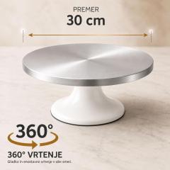 Kovinski vrtljivi podstavek za torte 30 cm iz nerjavečega jekla