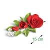 Sladkorni šopek (15cm) rdeče vrtnice in bele rožice z listki