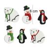 6 sladkornih dekoracij, medved, snežak, pingvin